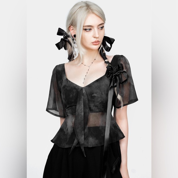 Disturbia Tops - Disturbia Tempest Tie Peplum Top US 6 / UK 10